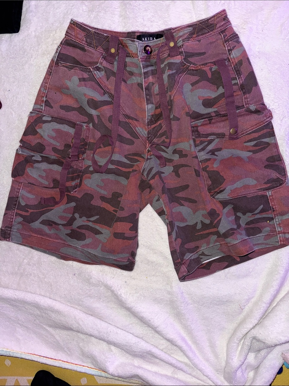 AKIRA On Fire Red Camo Bermuda Shorts